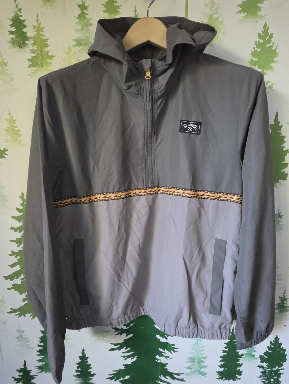 Billabong Gray Hooded Lightweight Jacket